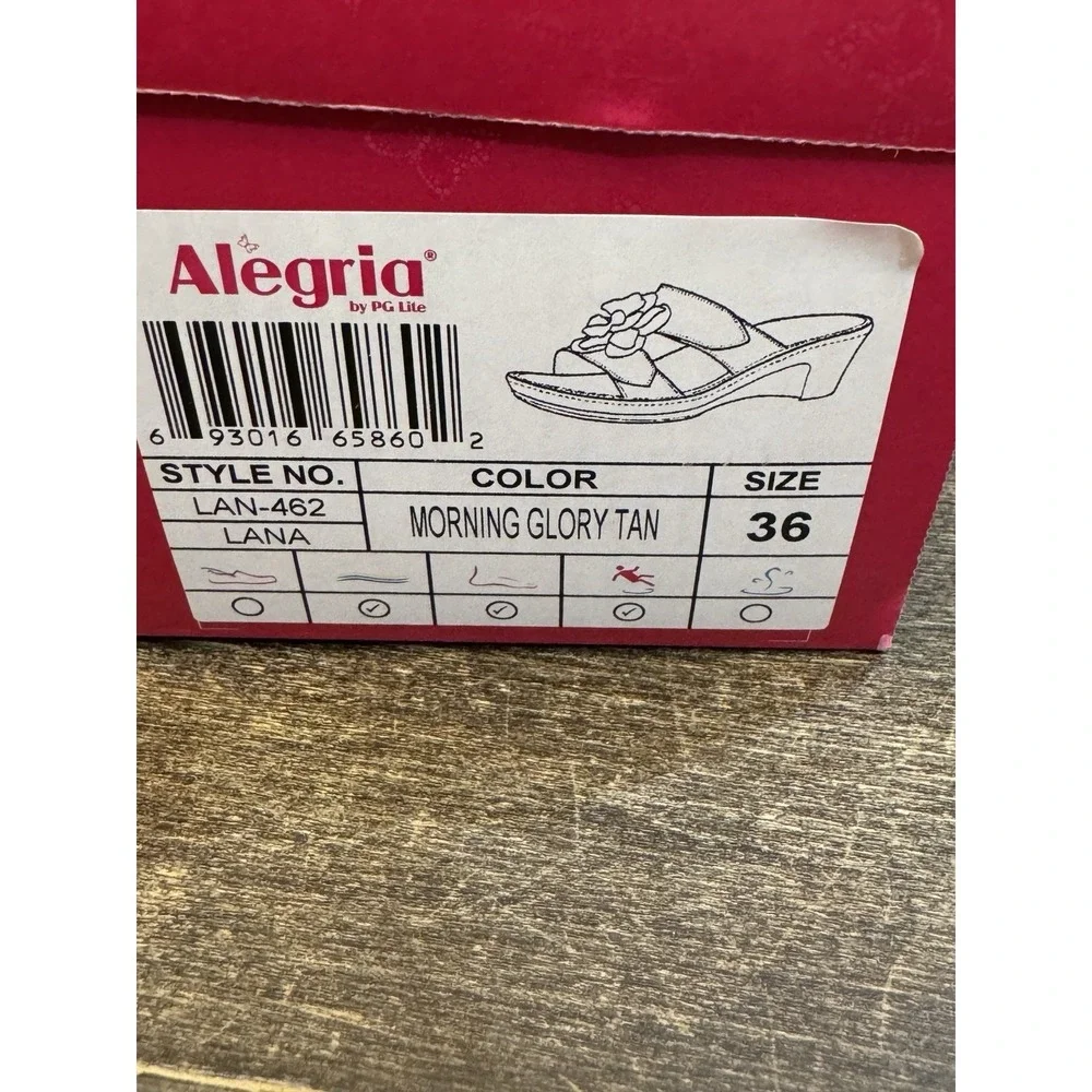 New Alegria Lana Leather Wedge Sandals Flower Brown EU 36 US‎ 6-6.5